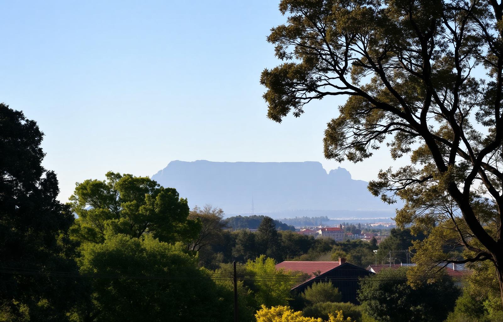 Table Mountain seen from leafy Rondebosch